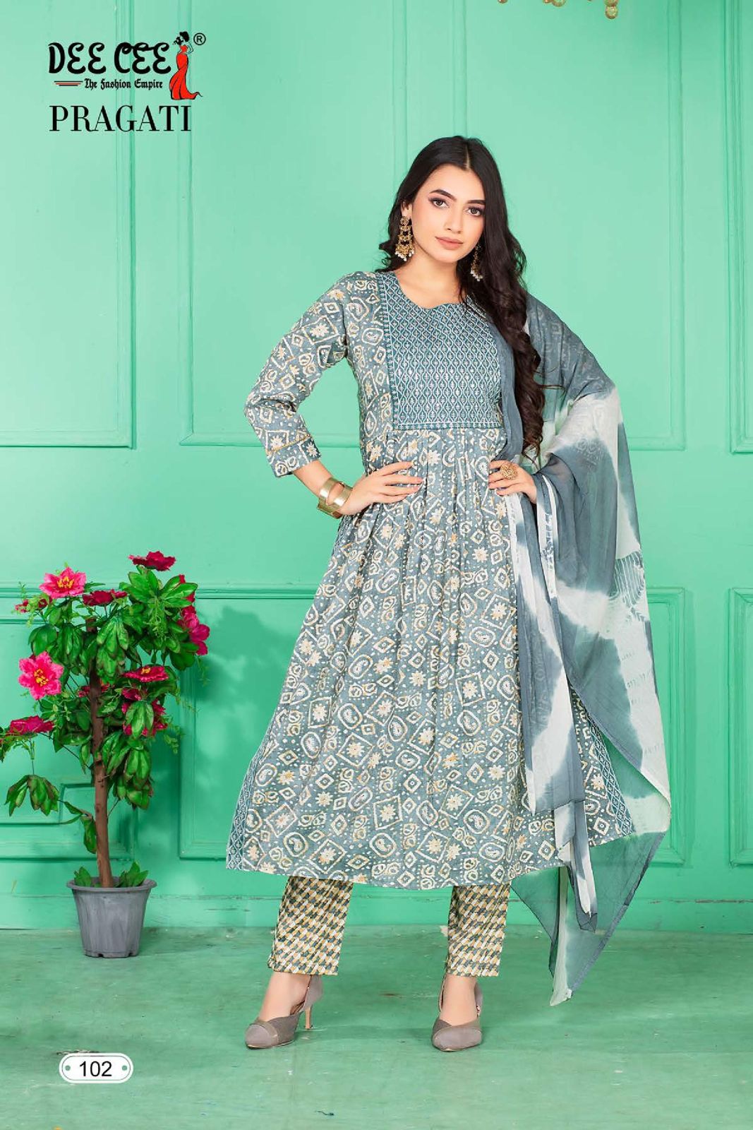 Pragati By Deecee Printed Naira Cut Kurti With Bottom Dupatta Wholesale Clothing Suppliers In India
